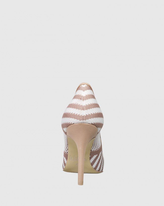 Wittner Harman Nude & White Knit Pointed Toe Stiletto Heel