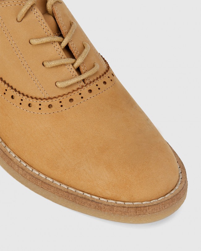 Wittner Jacquin Caramel Nubuck Leather Lace Up Brogue