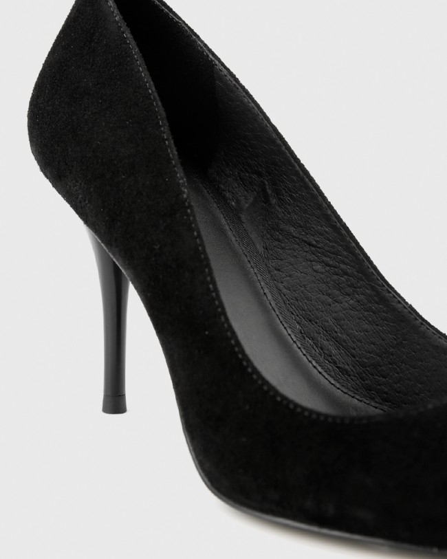 Wittner Hughes Black Suede Pointed Toe Stiletto Heel