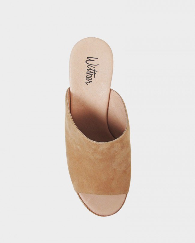 Wittner Vaughn Taupe Suede Open Toe Wedge