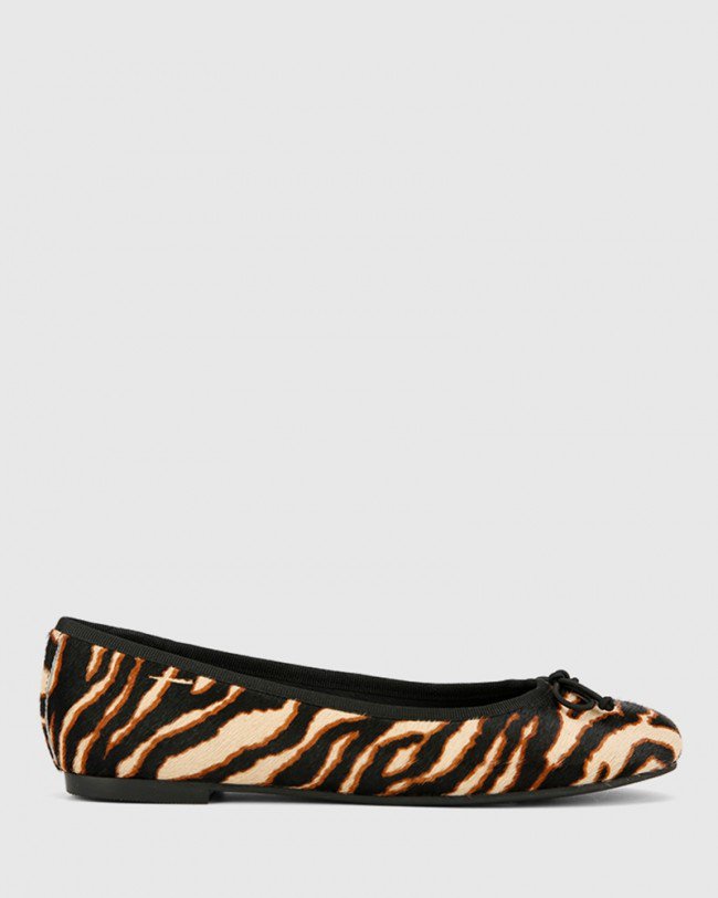 Wittner Collies Chocolate Zebra Pony Hair Leather Ballet Flat