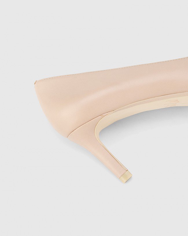 Wittner Delores Nude Leather Pointed Toe Kitten Heel