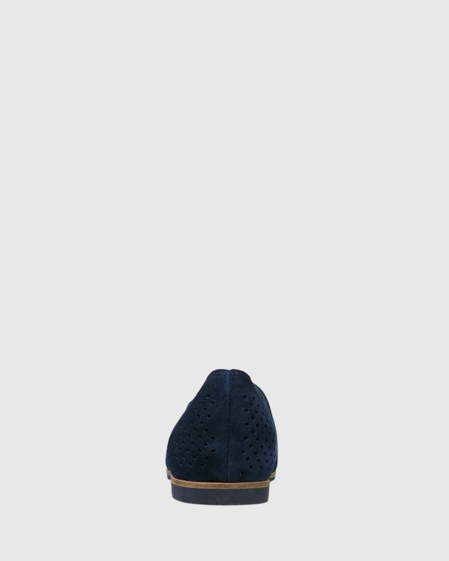 Wittner Alvaro Navy Suede Perforated Pointed Toe Loafer