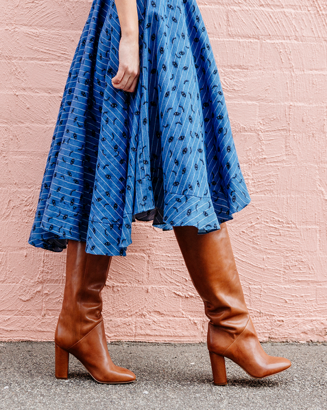 Wittner Sherman Cognac Leather Block Heel Knee High Boot