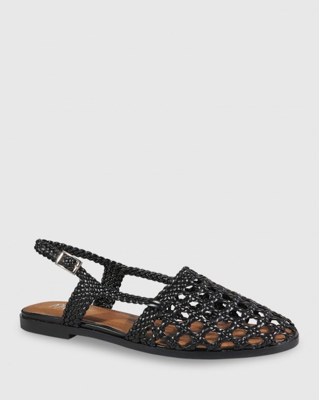 Wittner Amora Black Weave Closed Toe Flat