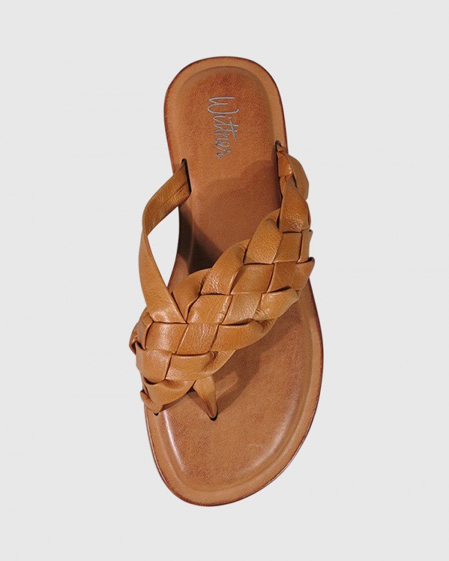 Wittner Frame Coconut Leather Weave Flat Slide