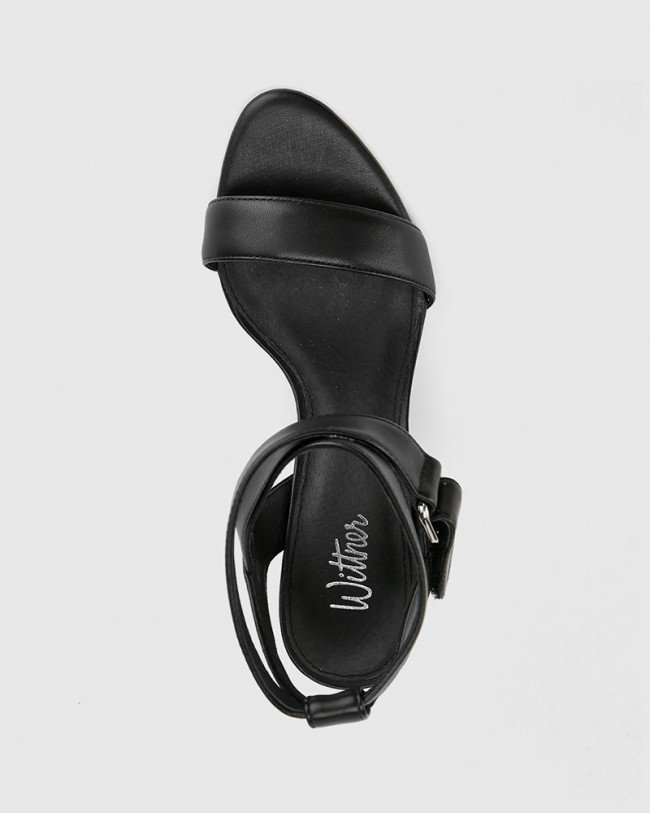 Wittner Ralexx 2 Black Leather Block Heel Sandal