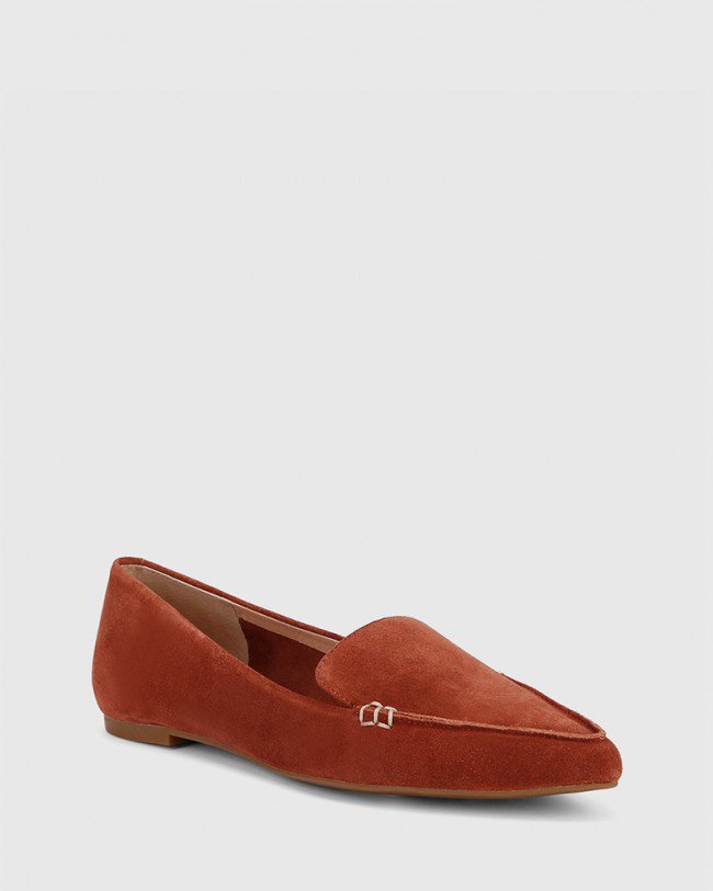 Wittner Packer Rust Suede Leather Flat Point Toe