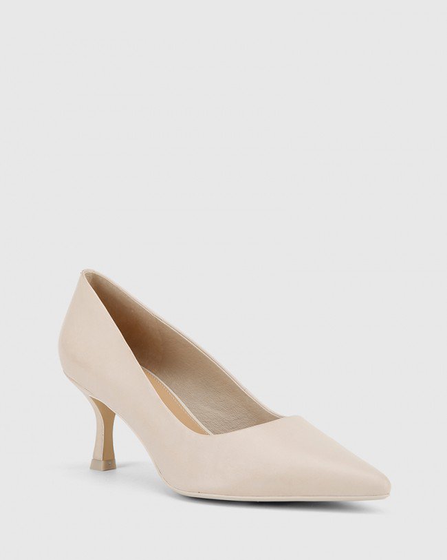 Wittner Daiko Ivory Leather Stiletto Heel Point Toe