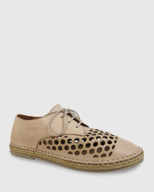 Wittner Kabrina Nude Leather Perforated Espadrille Brogue