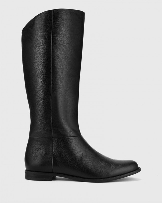 Wittner Bindigo Black Scotch Leather Pull On Long Boot