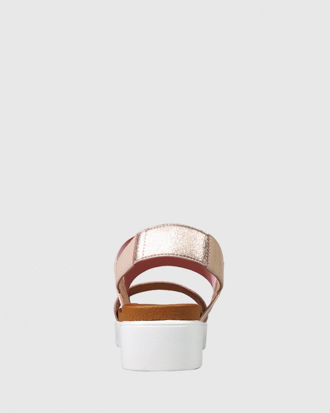 Wittner Grazia Nude & Metallic Leather Flatform Sandal