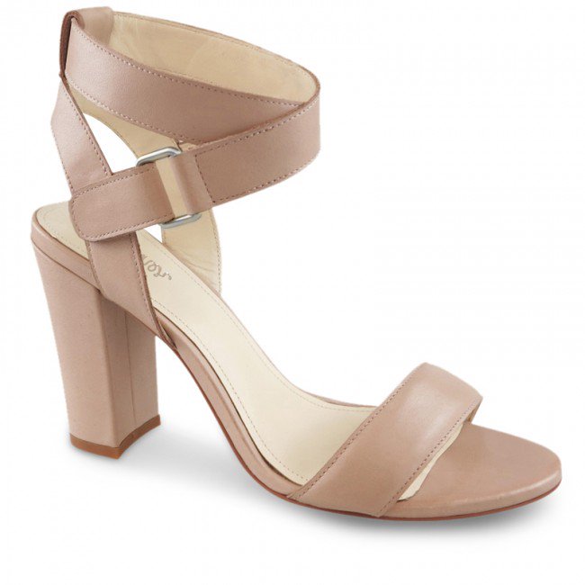 Wittner Ralexx Nude Leather Open Toe Block Heel
