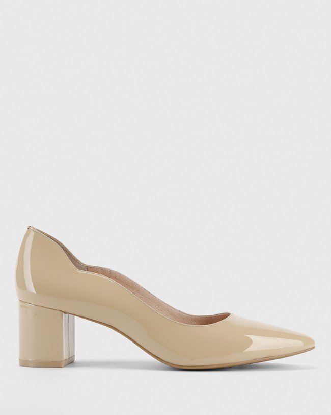 Wittner Lynn Honey Patent Almond Toe Block Heel