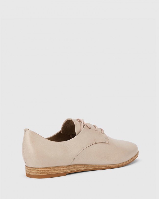 Wittner Cecelia Grey Leather Low Wedge Lace Up Brogue