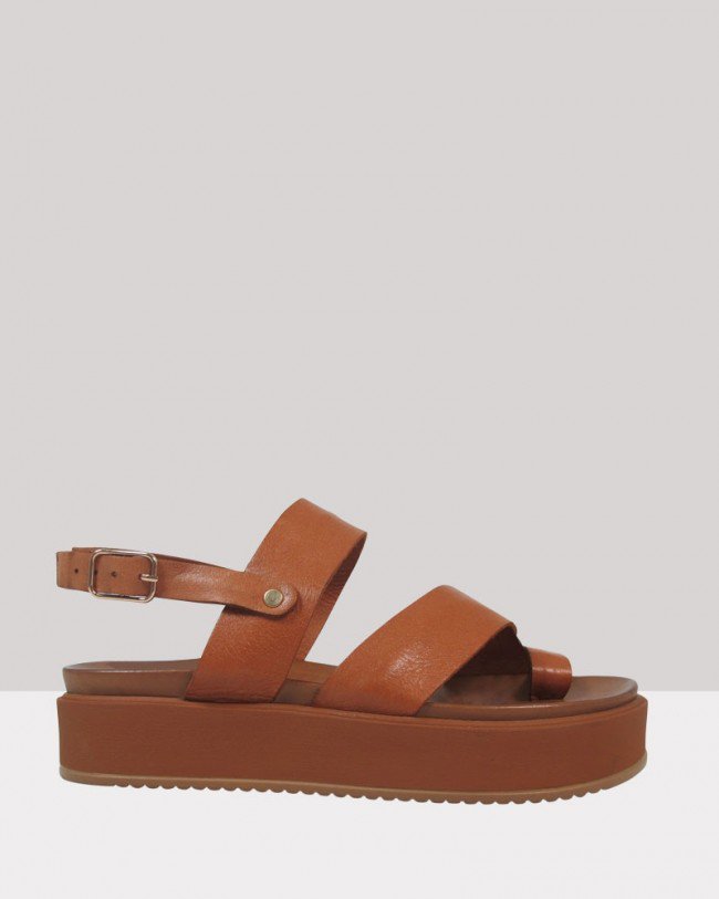 Wittner Kerr Brown Leather Open Toe Platform Sandal