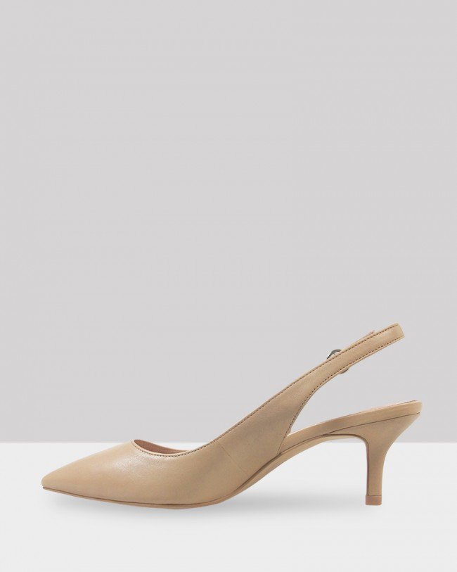 Wittner Nancie Honey Leather Pointed Toe Slingback Mid Heel