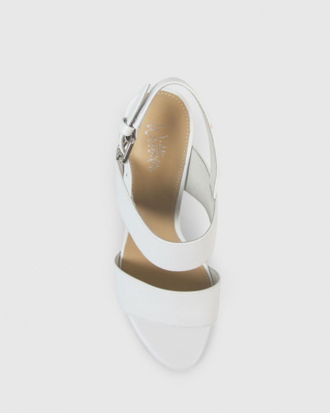Wittner Robena White Leather Cone Heel Sandal