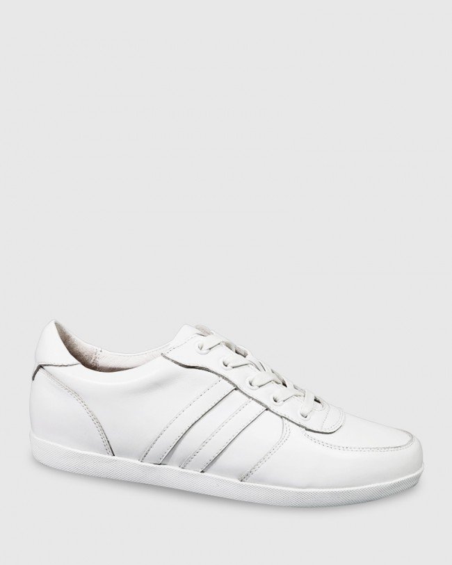 Wittner Dannetta White Leather Lace Up Sneaker
