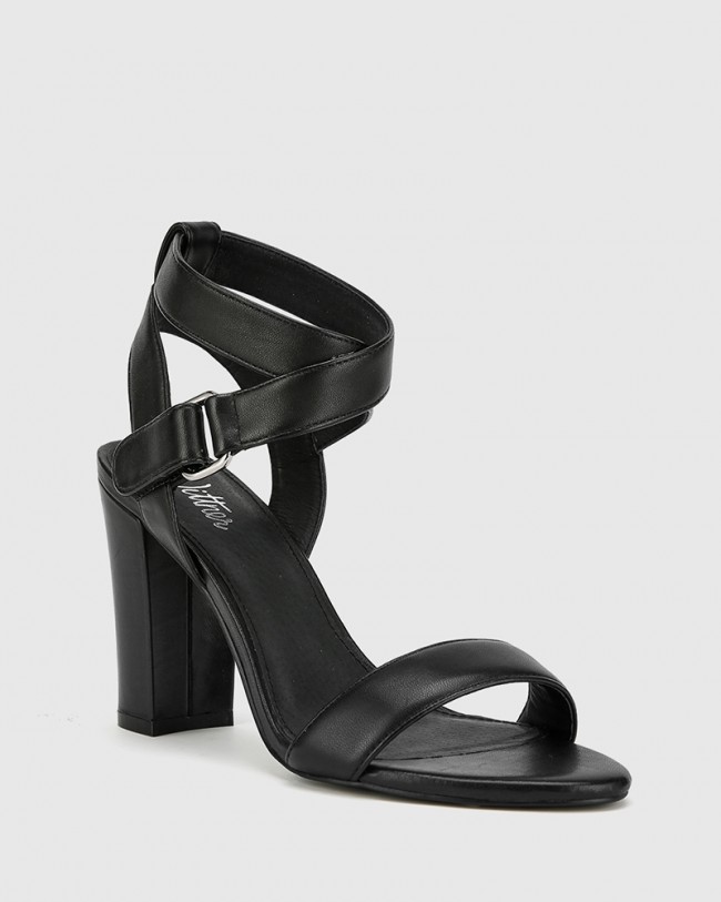 Wittner Ralexx 2 Black Leather Block Heel Sandal