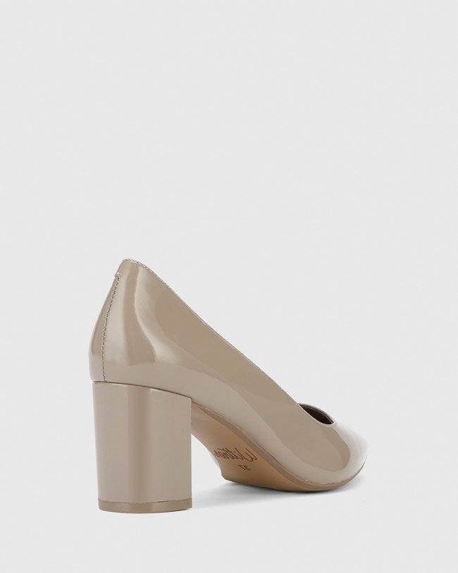 Wittner Dalena Stone Patent Pointed Toe Block Mid Heel
