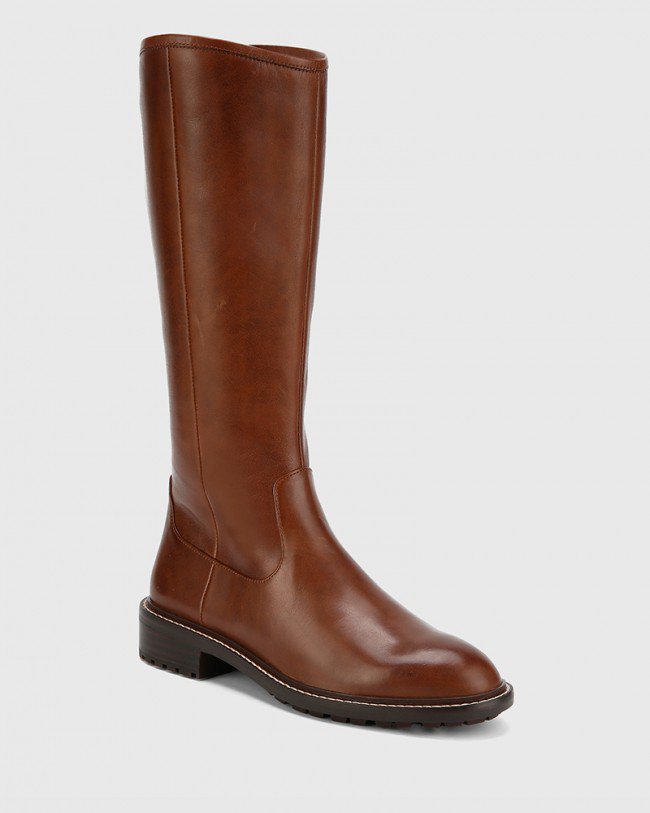 Wittner Denton Dark Brown Leather Round Toe Long Boot