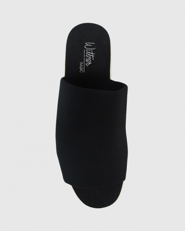 Wittner Jolie Black Stretch Knit Open Toe Flatform