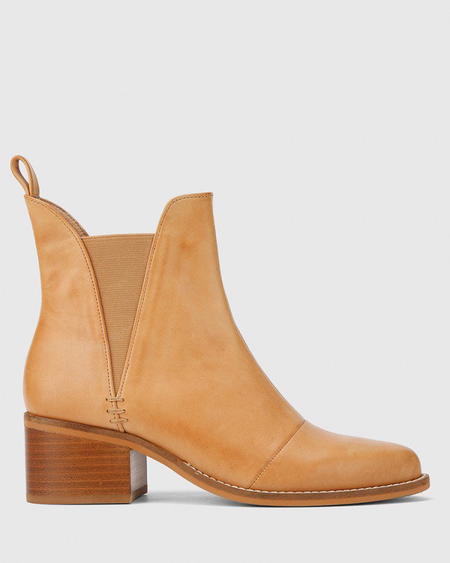 Wittner Jarell Tan Leather Elasticated Gusset Ankle Boot