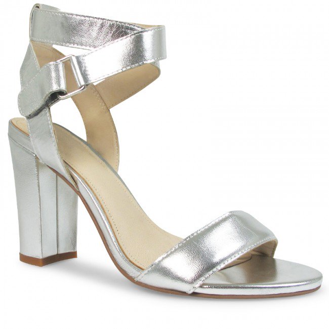 Wittner Ralexx Silver Leather Open Toe Block Heel
