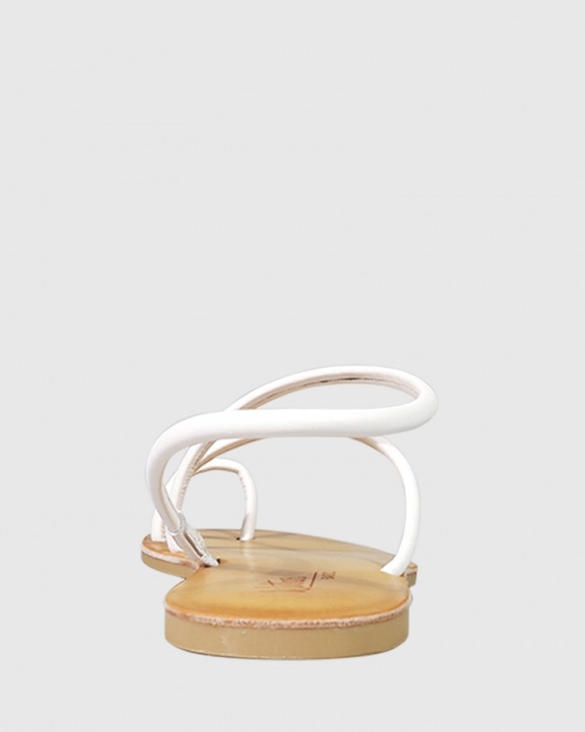 Wittner Flinton White Leather Open Toe Flat Sandal