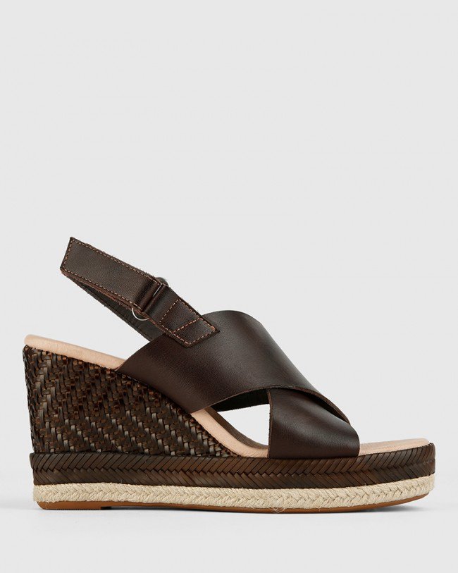 Wittner Violas Chocolate Brown Leather Slingback Wedge