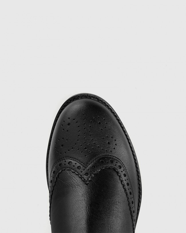 Wittner Camilo Black Scotch Leather Round Toe Ankle Boot