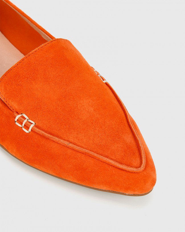 Wittner Packer Burnt Orange Nubuck Leather Pointed Toe Flat