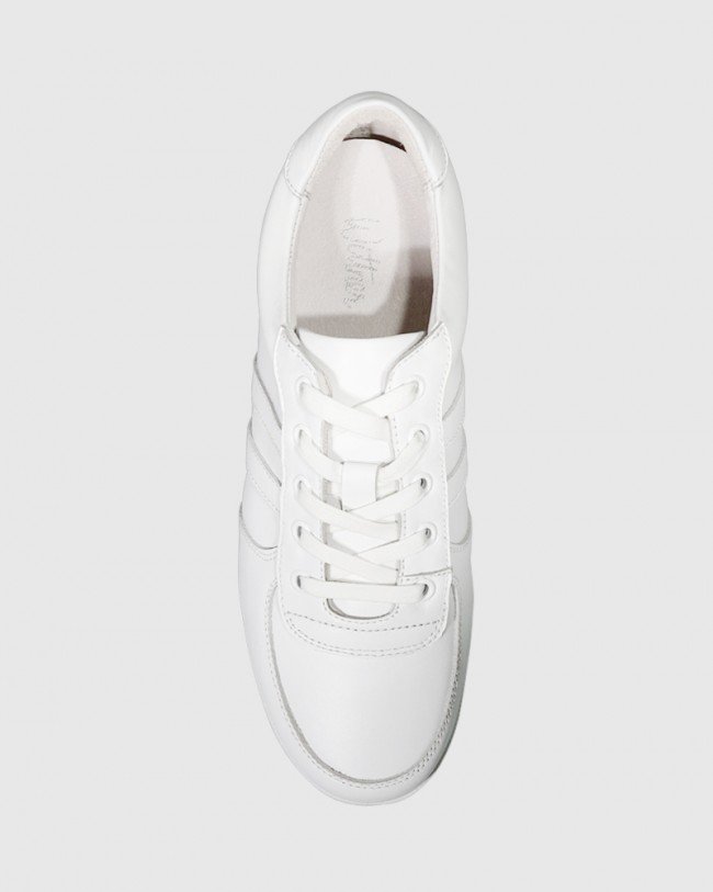 Wittner Dannetta White Leather Lace Up Sneaker