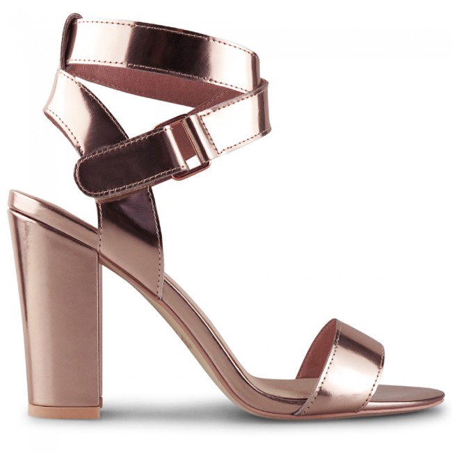 Wittner Ralexx Rose Mirror Patent Open Toe Block Heel