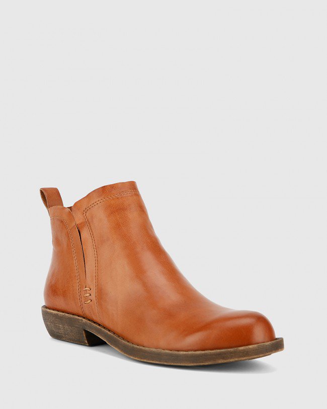 Wittner Dan Brandy Nappa Leather Round Toe Ankle Boot