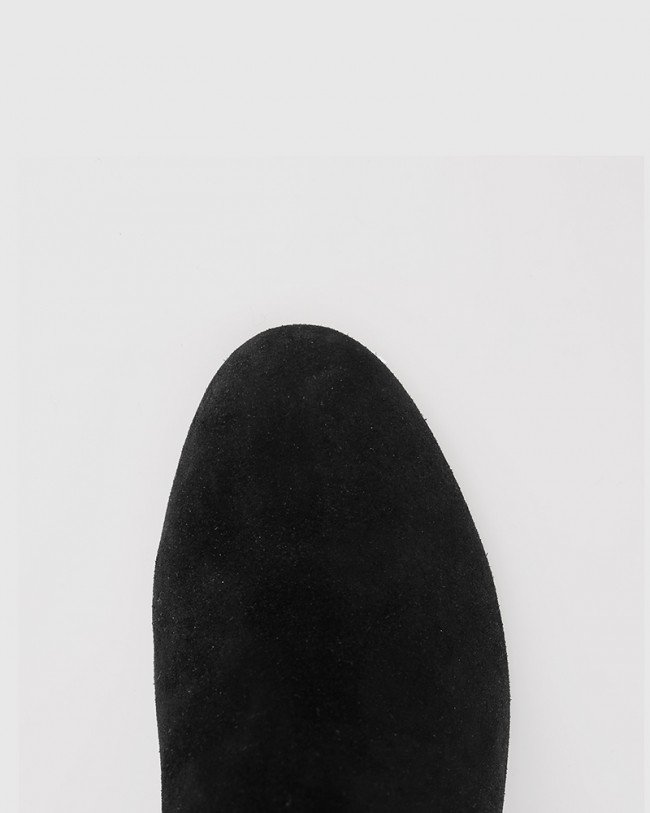 Wittner Alsen Black Suede Block Heel Almond Toe Ankle Boot