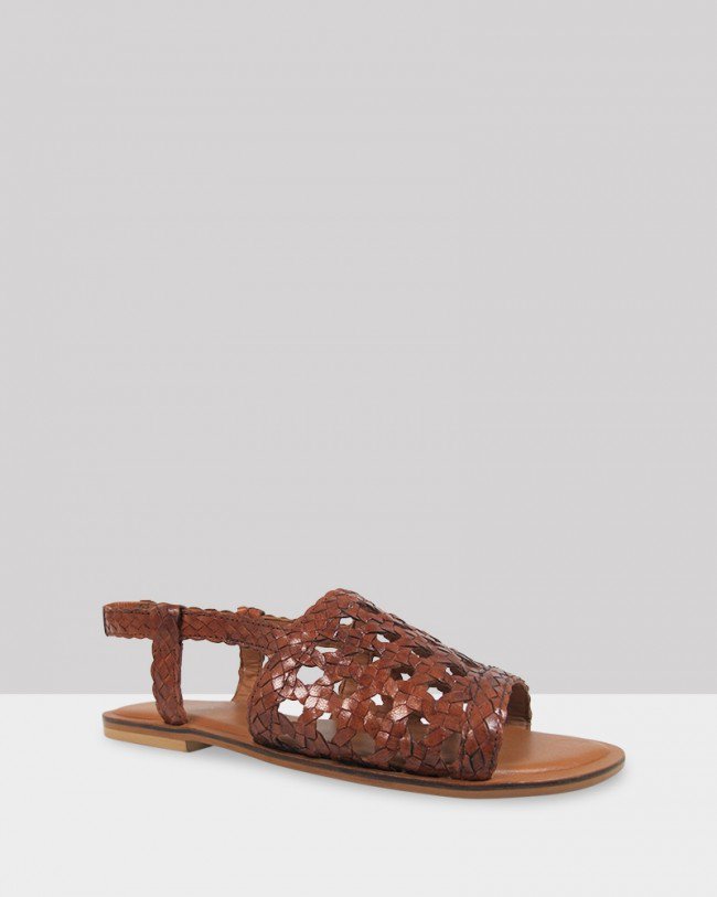 Wittner Izar Cognac Weave Flat Sandal