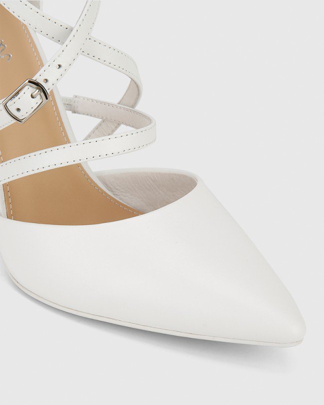 Wittner Hanisha White Leather Point Toe Stiletto Heel