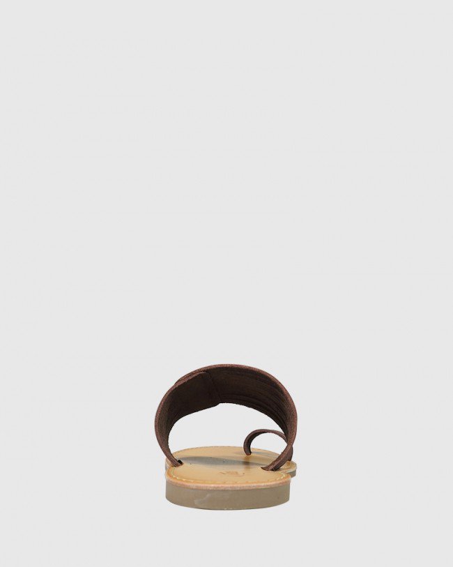 Wittner Constanza Chocolate Leather Slip On Flat Sandal