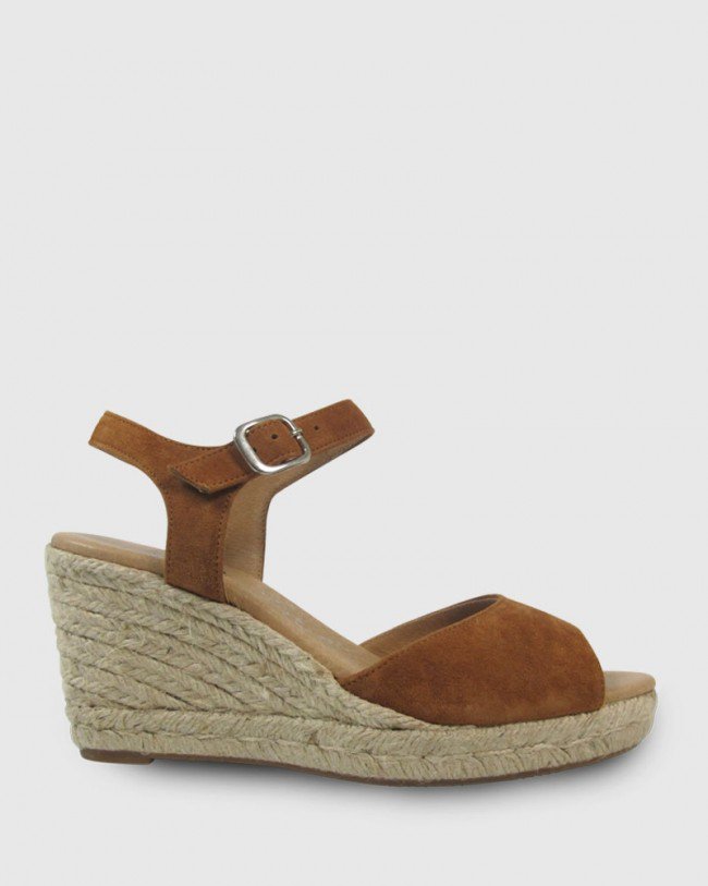 Wittner Umiko Tobacco Suede Espadrille Open Toe Wedge