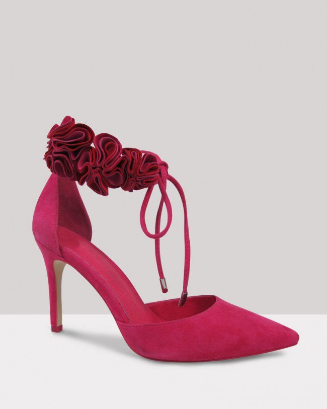 Wittner Helenka Hot Pink Suede Flower Detail Stiletto Heel