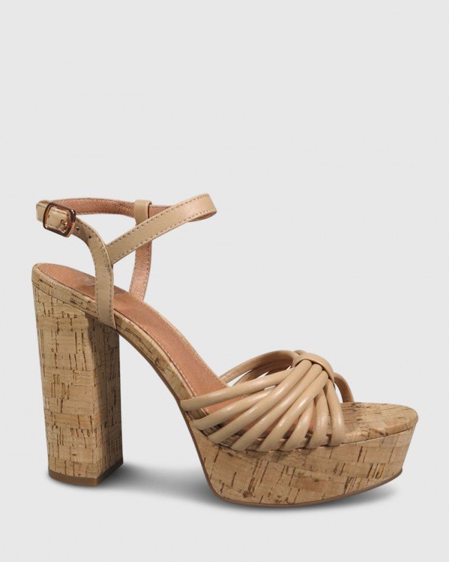 Wittner Viviette Natural Leather Cork Platform Sandal
