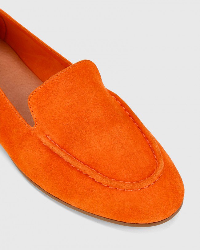 Wittner Brielle Burnt Orange Suede Leather Round Toe Flat