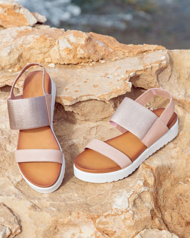 Wittner Grazia Nude & Metallic Leather Flatform Sandal