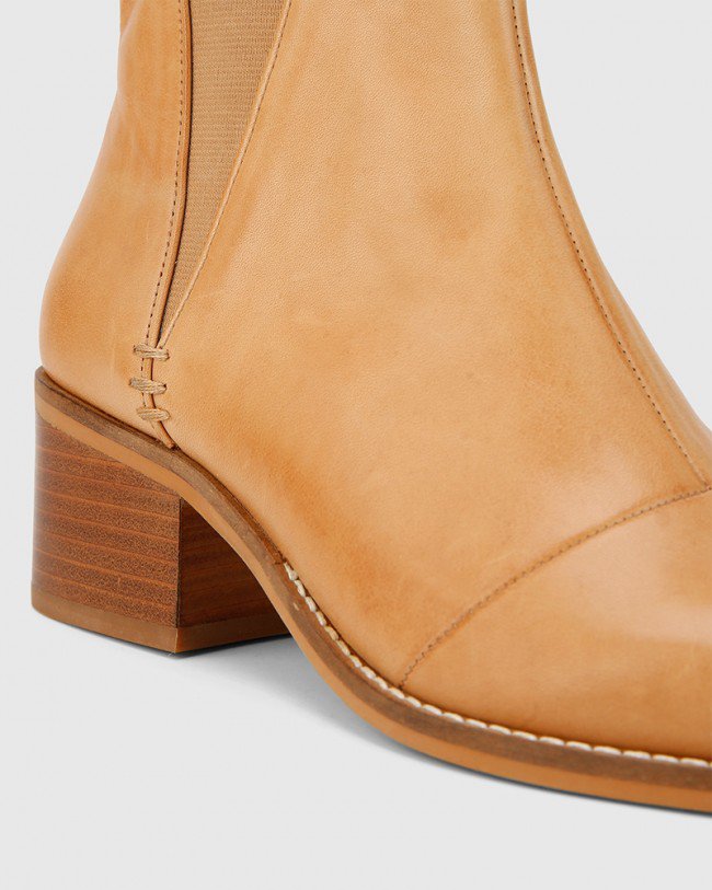 Wittner Jarell Tan Leather Elasticated Gusset Ankle Boot