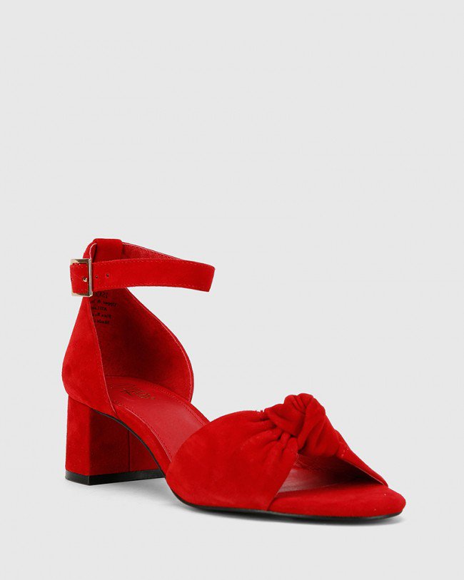 Wittner Isadore Red Suede Block Heel Sandal