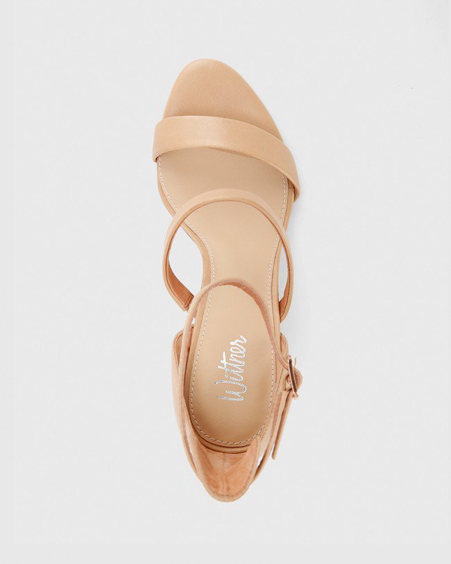 Wittner Rivera Nude Leather Block Heel Sandal
