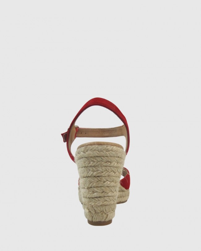 Wittner Umiko Red Suede Espadrille Open Toe Wedge