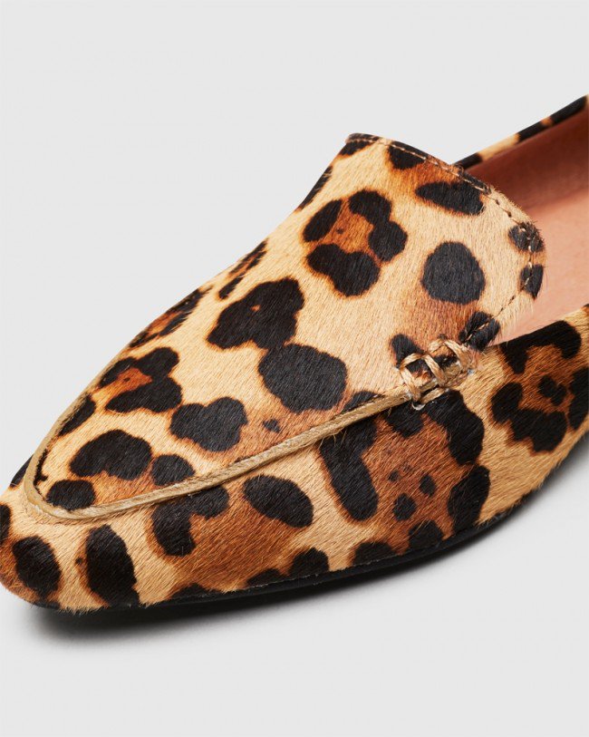 Wittner Packhamm Leopard Print Pony Hair Pointed Toe Loafer